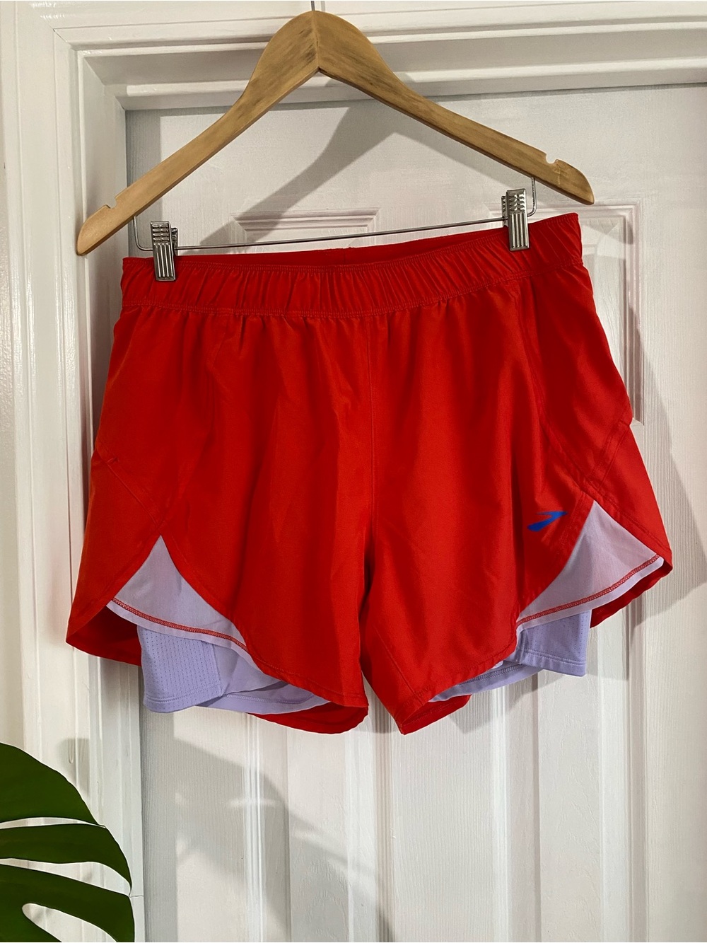 Brooks Red Women's Athletic Running Shorts with Inner Liner